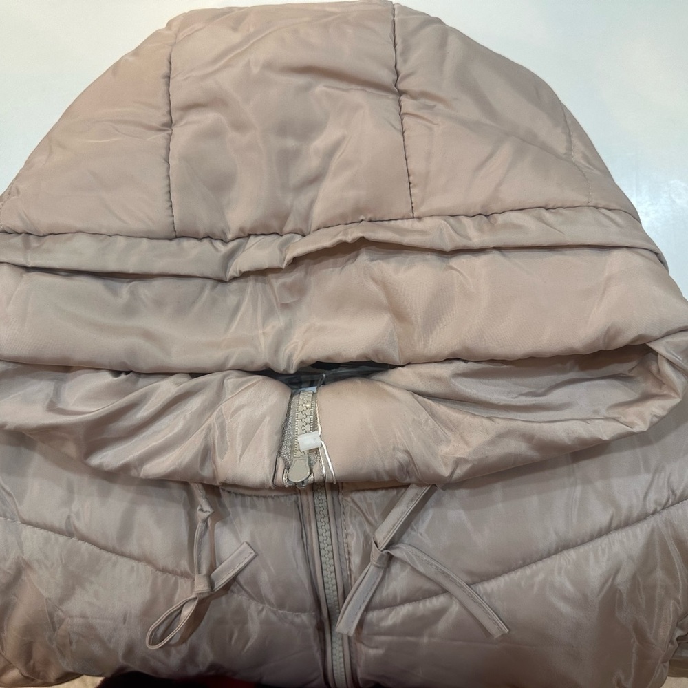 Qinruiyu Long Tan Puffer Coat with Hood Size Extra Small/Small New With Tags - Picture 6 of 15